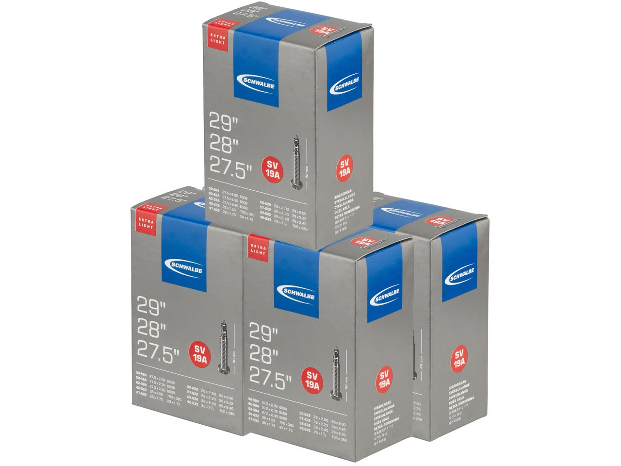 Schwalbe Schlauch 19A Extralight Für 27,5" / 28" / 29" - 5 Stück