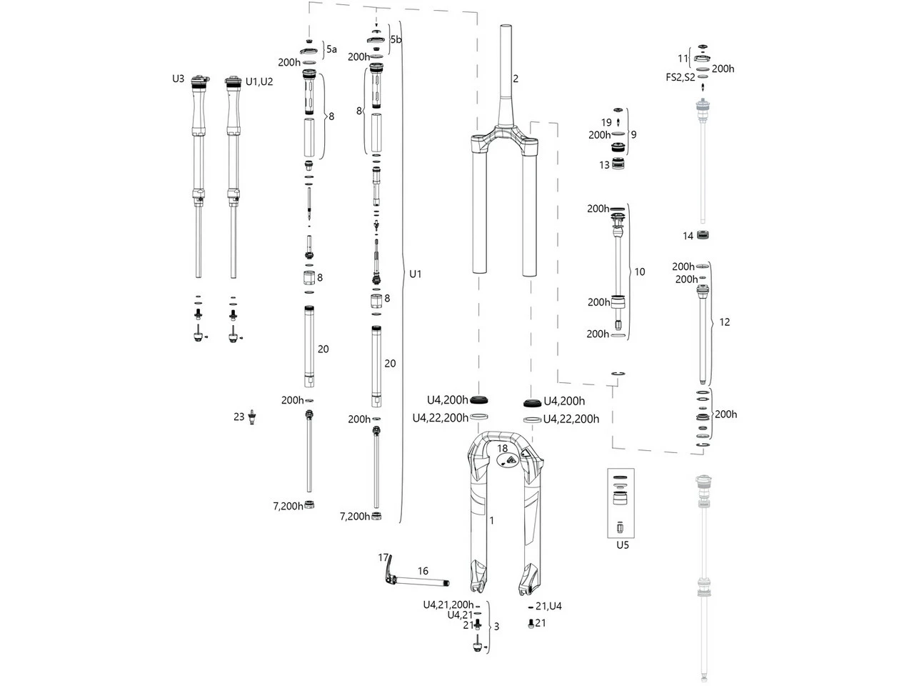 ROCKSHOX Ersatzteile Lyrik RCT3 A1-C1/RC B1-C2/RC2 C1 (2016-2019)